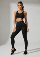 Conjunto Fitness Feminino Seamless Sculpt Black Power