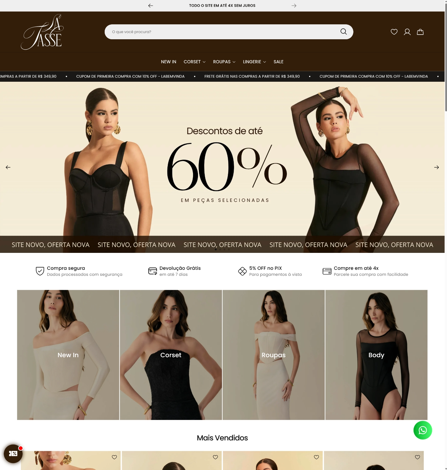 Layout de loja de moda fitness no computador