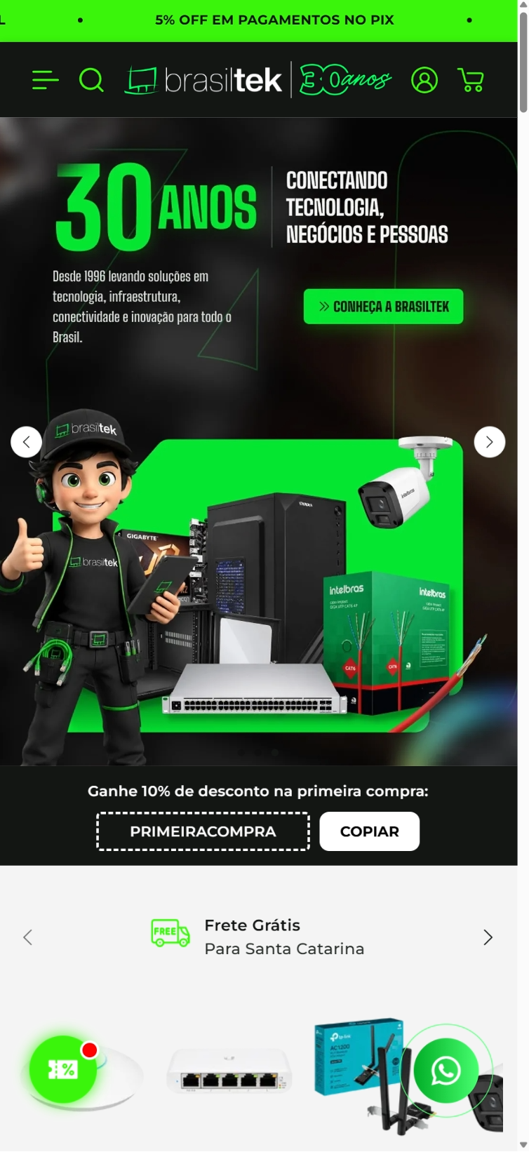 Layout de loja de informática no celular